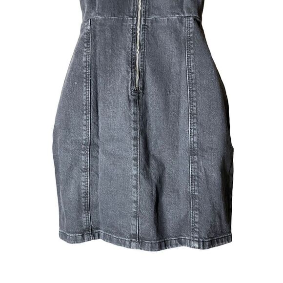 ASOS Denim Racer Dress In Washed Black 0 - Picture 6 of 10